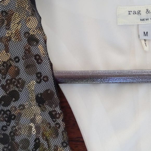 Rag & Bone Bahia Top Gold Sequin 100% Silk  Medium - Picture 8 of 17